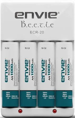 ENVIE® (ECR20+1000) Beetle Charger for AA & AAA Rechargeable Batteries icator
