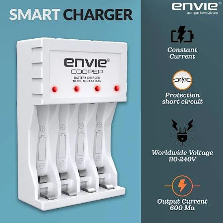 ENVIE® (ECR20+1000) Beetle Charger for AA & AAA Rechargeable Batteries icator