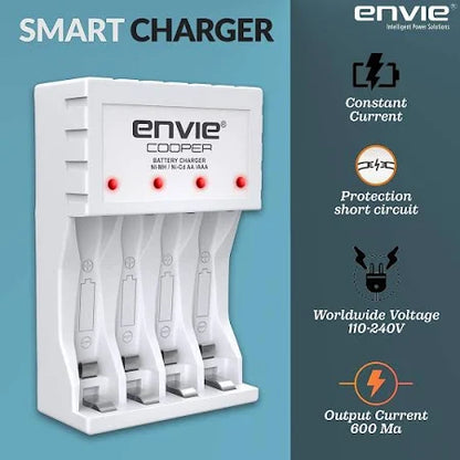 ENVIE® (ECR20+1000) Beetle Charger for AA & AAA Rechargeable Batteries icator