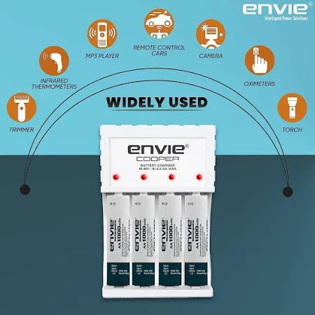 ENVIE® (ECR20+1000) Beetle Charger for AA & AAA Rechargeable Batteries icator